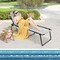 Costway 2 PCS Folding Chaise Lounge Chair Portable Sun Lounger with Adjustable Backrest Grey/Navy